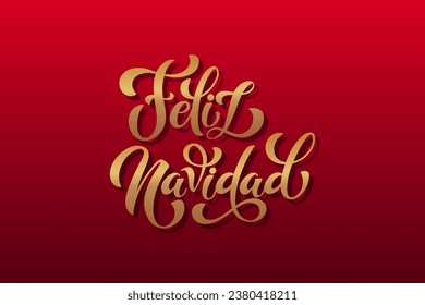 Feliz Navidad spanisch Frohe Weihnachten Moderne Kalligrafieschrift auf Aufkleber für Jahreszeiten Grüße. Vektorhintergrund