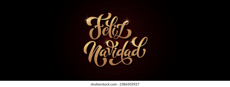 Feliz Navidad spanish Merry Christmas Modern calligraphy lettering on sticker for season greetings. Vector background