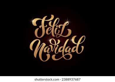 Feliz Navidad spanish Merry Christmas Modern calligraphy lettering on sticker for season greetings. Vector background