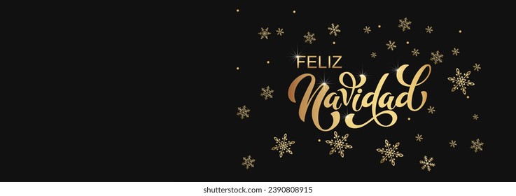 Feliz Navidad spanish Merry Christmas Modern calligraphy lettering on sticker for season greetings. Vector background