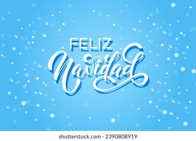 Feliz Navidad spanish Merry Christmas Modern calligraphy lettering on sticker for season greetings. Vector background