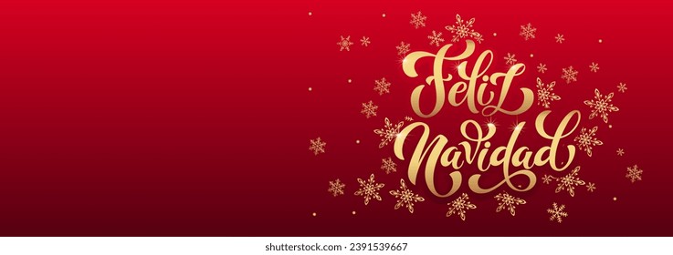 Feliz Navidad spanish Merry Christmas Modern calligraphy lettering on sticker for season greetings. Vector background