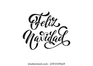 Feliz Navidad spanish Merry Christmas Modern calligraphy lettering on sticker for season greetings. Vector background