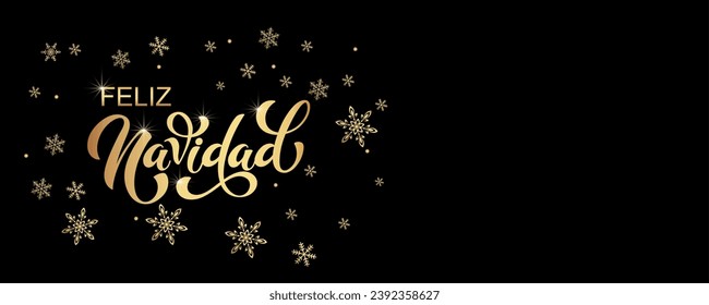 Feliz Navidad spanish Merry Christmas Modern calligraphy lettering on sticker for season greetings. Vector background