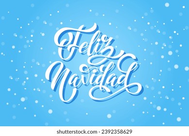 Feliz Navidad spanish Merry Christmas Modern calligraphy lettering on sticker for season greetings. Vector background