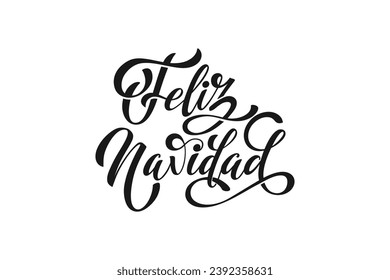 Feliz Navidad spanish Merry Christmas Modern calligraphy lettering on sticker for season greetings. Vector background