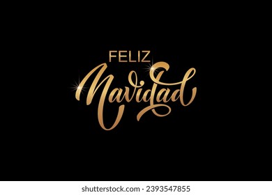 Feliz Navidad spanish Merry Christmas Modern calligraphy lettering on sticker for season greetings. Vector background