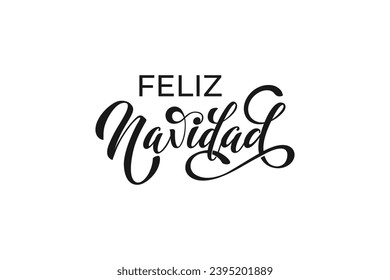 Feliz Navidad spanish Merry Christmas Modern calligraphy lettering on sticker for season greetings. Vector background