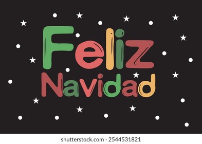 Feliz Natal Espanhol Feliz Natal Moderno caligrafia Vetor fundo