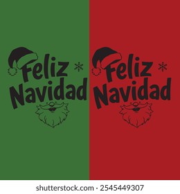 Feliz Navidad Espanhol Feliz Natal Moderno caligrafia no adesivo para saudações da temporada. Plano de fundo do vetor
