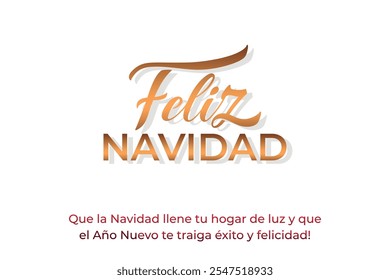 Feliz Navidad espanhol Feliz Natal Moderno caligrafia letras no adesivo para saudações da temporada.