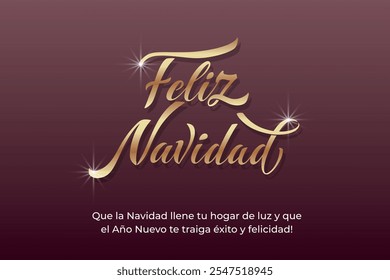 Feliz Navidad espanhol Feliz Natal Moderno caligrafia letras no adesivo para saudações da temporada.