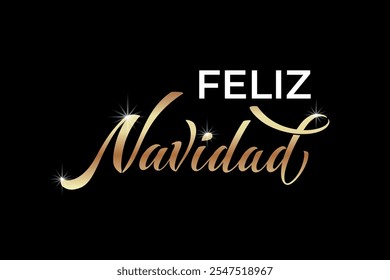 Feliz Navidad espanhol Feliz Natal Moderno caligrafia letras no adesivo para saudações da temporada.