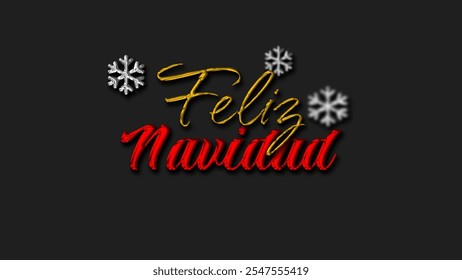 Feliz Navidad Espanhol Feliz Natal Texto moderno no adesivo para saudações da temporada. Fundo do vetor. Para banner, folheto, cartaz, cartão comemorativo