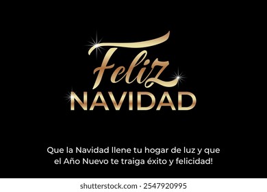 Feliz Navidad espanhol Feliz Natal Moderno caligrafia letras no adesivo para saudações da temporada.