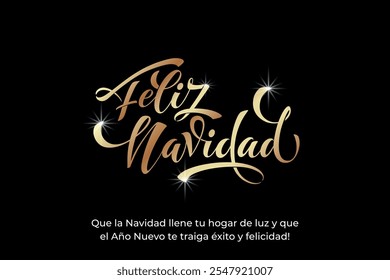 Feliz Navidad espanhol Feliz Natal Moderno caligrafia letras no adesivo para saudações da temporada.