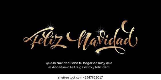 Feliz Navidad spanish Merry Christmas Modern calligraphy lettering on sticker for season greetings.