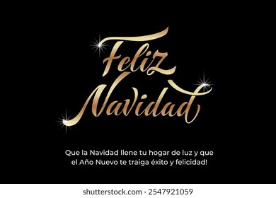 Feliz Navidad spanish Merry Christmas Modern calligraphy lettering on sticker for season greetings.