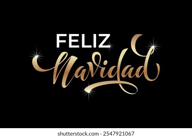 Feliz Navidad espanhol Feliz Natal Moderno caligrafia letras no adesivo para saudações da temporada.