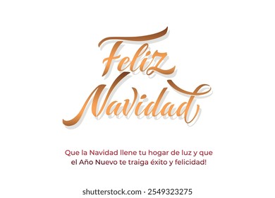 Feliz Navidad espanhol Feliz Natal Moderno caligrafia letras no adesivo para saudações da temporada.