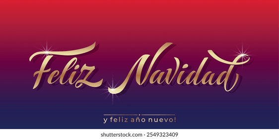 Feliz Navidad espanhol Feliz Natal Moderno caligrafia letras no adesivo para saudações da temporada.