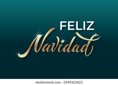 Feliz Navidad espanhol Feliz Natal Moderno caligrafia letras no adesivo para saudações da temporada.