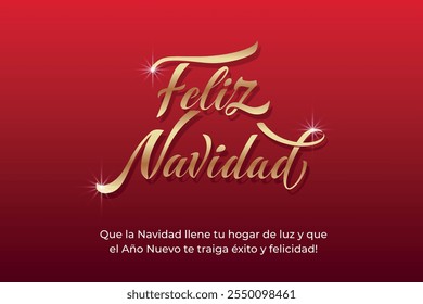 Feliz Navidad espanhol Feliz Natal Moderno caligrafia letras no adesivo para saudações da temporada.