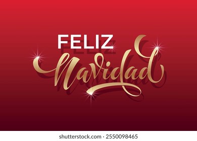 Feliz Navidad espanhol Feliz Natal Moderno caligrafia letras no adesivo para saudações da temporada.