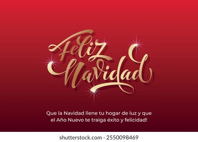 Feliz Navidad spanish Merry Christmas Modern calligraphy lettering on sticker for season greetings.