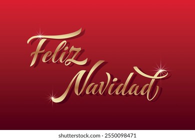 Feliz Navidad espanhol Feliz Natal Moderno caligrafia letras no adesivo para saudações da temporada.