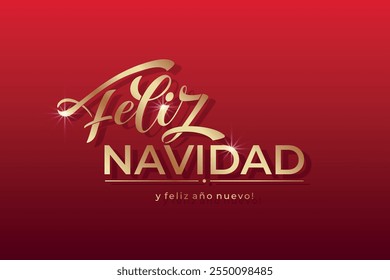 Feliz Navidad espanhol Feliz Natal Moderno caligrafia letras no adesivo para saudações da temporada.