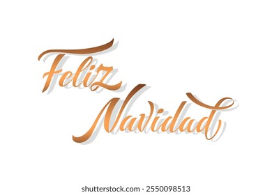 Feliz Navidad espanhol Feliz Natal Moderno caligrafia letras no adesivo para saudações da temporada.