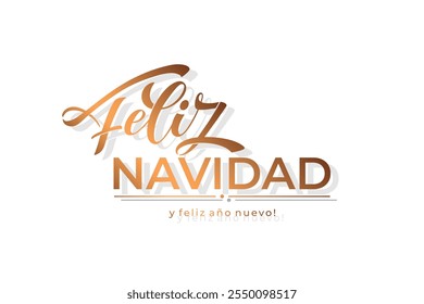 Feliz Navidad espanhol Feliz Natal Moderno caligrafia letras no adesivo para saudações da temporada.