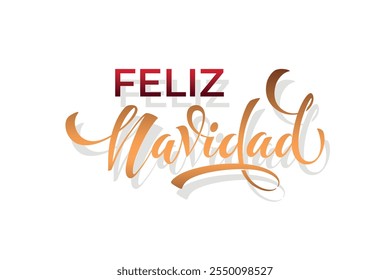 Feliz Navidad espanhol Feliz Natal Moderno caligrafia letras no adesivo para saudações da temporada.