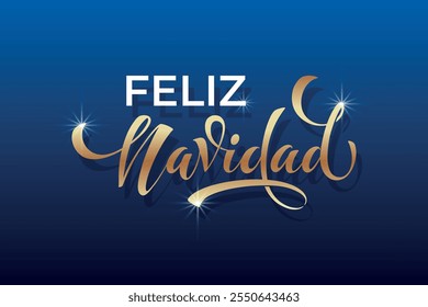 Feliz Navidad espanhol Feliz Natal Moderno caligrafia letras no adesivo para saudações da temporada.