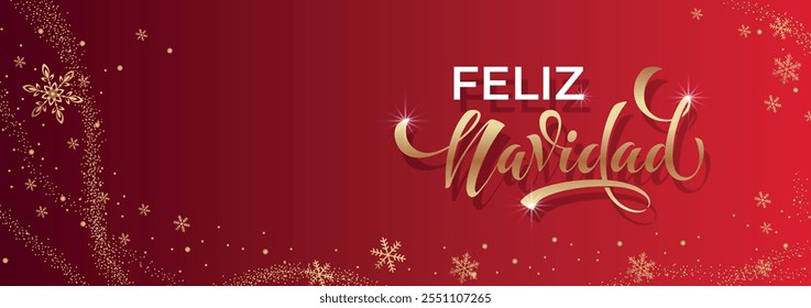 Feliz Navidad spanish Merry Christmas Modern calligraphy lettering on sticker for season greetings.