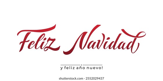 Feliz Navidad espanhol Feliz Natal Moderno caligrafia letras no adesivo para saudações da temporada.