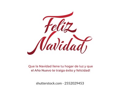 Feliz Navidad espanhol Feliz Natal Moderno caligrafia letras no adesivo para saudações da temporada.