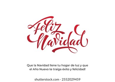 Feliz Navidad espanhol Feliz Natal Moderno caligrafia letras no adesivo para saudações da temporada.