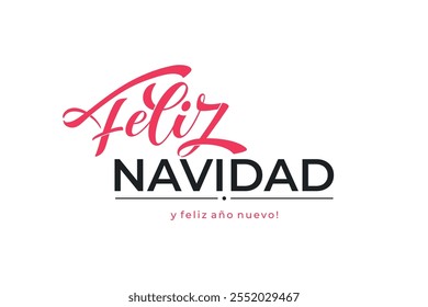 Feliz Navidad espanhol Feliz Natal Moderno caligrafia letras no adesivo para saudações da temporada.