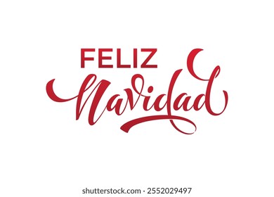 Feliz Navidad espanhol Feliz Natal Moderno caligrafia letras no adesivo para saudações da temporada.