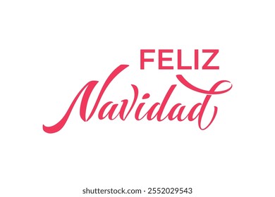 Feliz Navidad espanhol Feliz Natal Moderno caligrafia letras no adesivo para saudações da temporada.