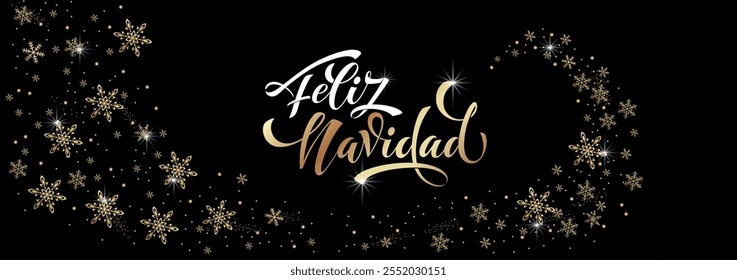 Feliz Navidad spanisch Frohe Weihnachten Moderne Kalligrafie-Schrift auf Aufkleber für Saisongrüße.