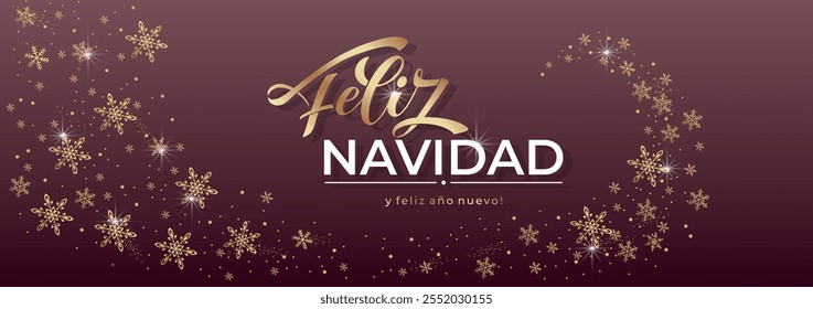 Feliz Navidad espanhol Feliz Natal Moderno caligrafia letras no adesivo para saudações da temporada.