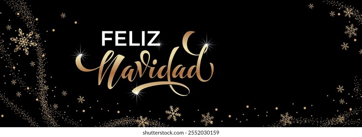 Feliz Navidad espanhol Feliz Natal Moderno caligrafia letras no adesivo para saudações da temporada.