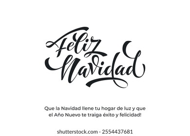 Feliz Navidad spanish Merry Christmas Modern calligraphy lettering on sticker for season greetings.