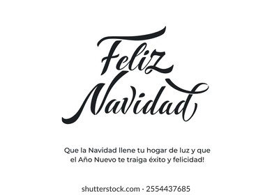 Feliz Navidad spanish Merry Christmas Modern calligraphy lettering on sticker for season greetings.