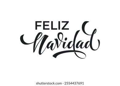 Feliz Navidad spanish Merry Christmas Modern calligraphy lettering on sticker for season greetings.