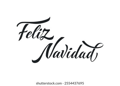 Feliz Navidad spanish Merry Christmas Modern calligraphy lettering on sticker for season greetings.