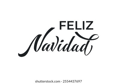 Feliz Navidad spanish Merry Christmas Modern calligraphy lettering on sticker for season greetings.